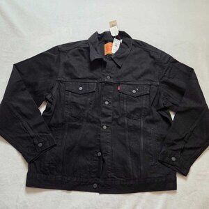 New 2X 3X Men's Levi's Trucker jean jacket in Berkman black denim